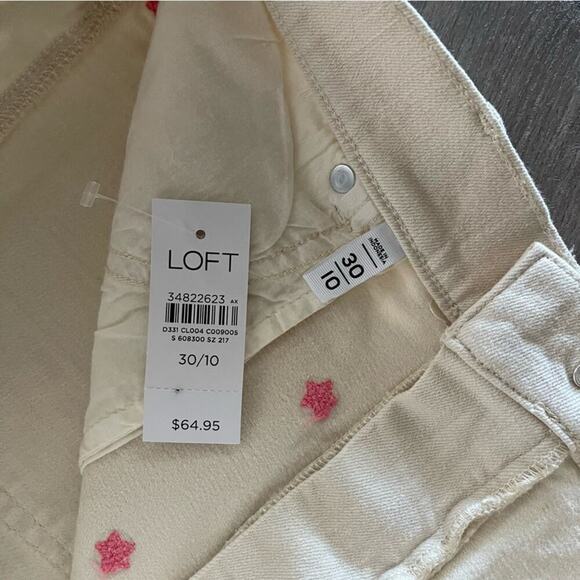 New LOFT Star Fresh Cream High Rise Cut Off Denim Shorts - Picture 6 of 7